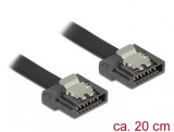 Cablu SATA III 6 Gb/s FLEXI 20cm black metal, Delock 83839