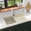 Chiuveta bucatarie granit Gossi bej, 76.5x46cm, un bazin, reversibila, rezistenta la caldura si zgarieturi