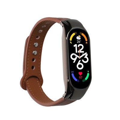 Curea Kwmobile pentru Xiaomi Mi Band 7, Maro, Piele naturala, KWM000024YZ001C foto