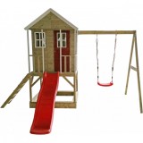 Casuta de gradina cu platforma, loc pentru nisip, tobogan si leagan, Nordic Adventure House, Wendi Toys