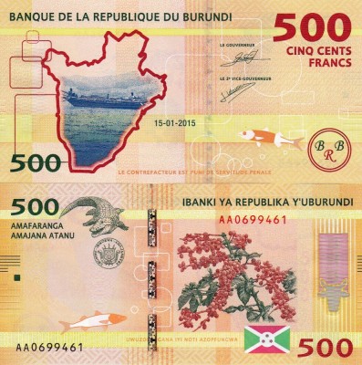 BURUNDI 500 francs 2015 UNC!!! foto