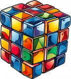 Cumpara ieftin Sticker decorativ Cub Rubik, Albastru, 65 cm, 7986ST-3, Oem