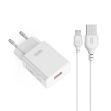 Incarcator Retea Cu Cablu microUSB XO Design L127, 18W, 3A, 1 x USB-A, Alb