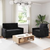 vidaXL Set de canapea 2 pcs Negru Poliester 3417050
