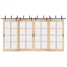 vidaXL Set feronerie pentru uși glisante, negru, 427 cm, oțel