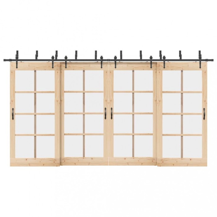 vidaXL Set feronerie pentru uși glisante, negru, 427 cm, oțel