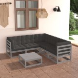vidaXL Set mobilier de grădină cu perne, 6 piese, lemn masiv de pin 3076781