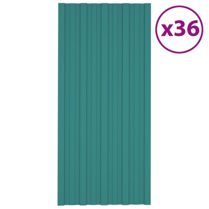 vidaXL Panouri pentru acoperiș 36 buc. verde 100x45 cm oțel galvanizat