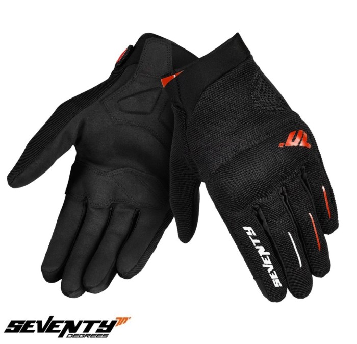 Manusi barbati pentru scuter - motocicleta Urban vara Seventy model SD-C40 Asphalt culoare: negru/rosu &ndash; degete tactile XL (10 cm)