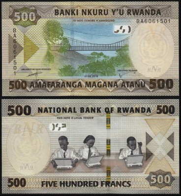 RWANDA RUANDA █ bancnota █ 500 Francs █ 2019 █ P-42 █ UNC █ necirculata foto