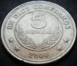 Cumpara ieftin Moneda exotica 5 CORDOBAS - NICARAGUA, anul 2000 * Cod 744, America Centrala si de Sud