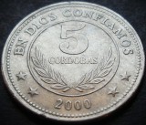 Moneda exotica 5 CORDOBAS - NICARAGUA, anul 2000 * Cod 744