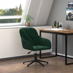 vidaXL Scaun de birou pivotant, verde închis, catifea