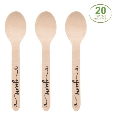 Set Linguri Lemn, Model Yum, 16 cm, 20 Bucăți foto