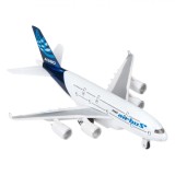 Avion Jucărie, A380, Sunet și Lumină, Scară 1:31, Metal, Alb-Albastru, Oem