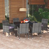 Set mobilier de gradina cu perne, 7 piese, gri, poliratan GartenMobel Dekor, vidaXL