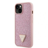 Cumpara ieftin Husa Guess Rhinestones Triangle Metal Logo pentru iPhone 14 Pink