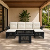 Cumpara ieftin Set de canapele pentru gradina 7 buc. Negru si Alb crem