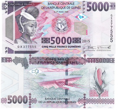 Guineea 5 000 Francs 2015 P-49a UNC foto