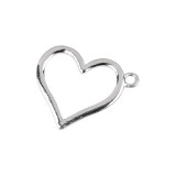 Pandantiv decorativ metalic inima 21 x 25 mm, Argintiu