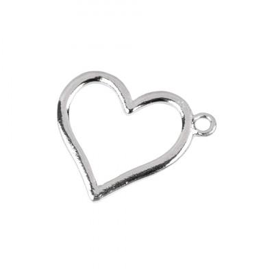 Pandantiv decorativ metalic inima 21 x 25 mm, Argintiu foto