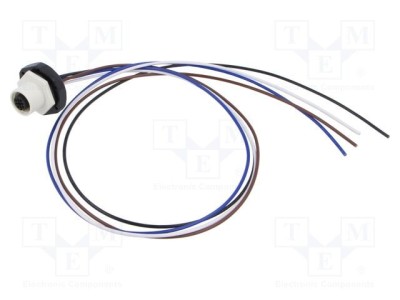 Conector M12 soclu mamă 4 pini 4A 250V IP67 drept cu cablu 0,5m LUTRONIC foto