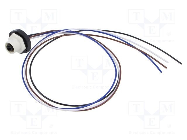 Conector M12 soclu mamă 4 pini 4A 250V IP67 drept cu cablu 0,5m LUTRONIC