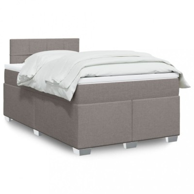 vidaXL Pat box spring cu saltea, gri taupe, 120x200 cm, textil 3285859 foto