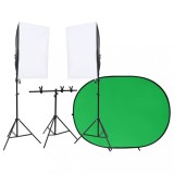 VidaXL Kit studio foto cu set de lumini și ecran de fundal