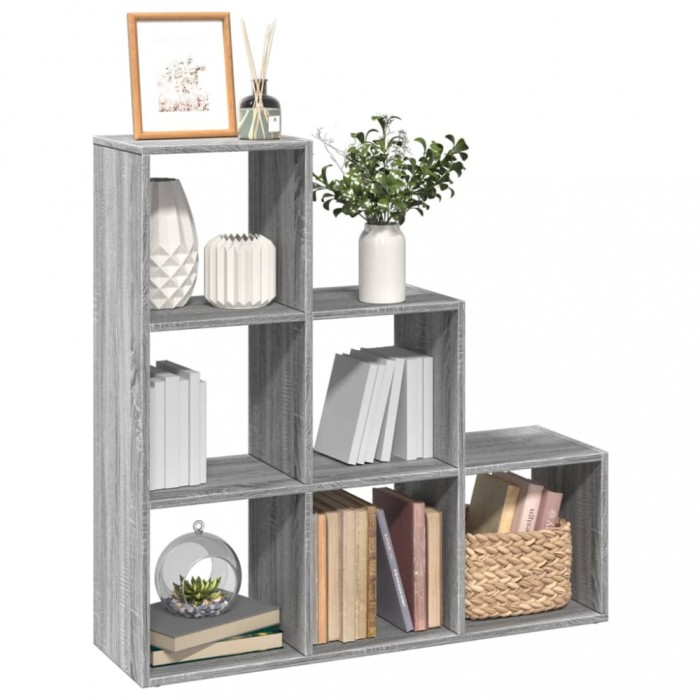 Gossi biblioteca/separator,&nbsp;3 niveluri&nbsp; gri sonoma 99x29x99 cm lemn