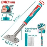 Spaclu pentru razuit TOTAL 18x100 mm, 340 mm, cu 6 lame SK5