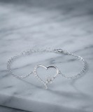 Cumpara ieftin Bratara din Argint 925 cu Pandantiv Inima si Fulg de Nea din Zirconiu, 17+3 cm, 2g