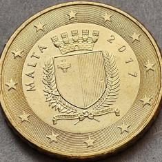 50 euro cent 2017 Malta, unc, 2nd map, km#130