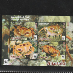 Aitutaki 2014- Fauna,WWF,Crustacee,Crabi,bloc 4 marci,MNH,Mi.Bl.99