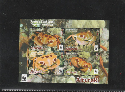 Aitutaki 2014- Fauna,WWF,Crustacee,Crabi,bloc 4 marci,MNH,Mi.Bl.99 foto