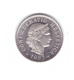Moneda Elvetia 20 rappen 1987, stare foarte buna, curata