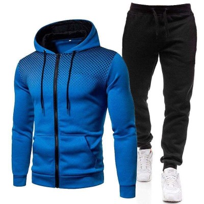 Trening de barbati MBrands cu fermoar cu gluga culoare albastru XXXL foto