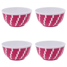 Set boluri, 4 piese, 350 ml, Plastic, Fucsia