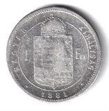 UNGARIA 1 FORINT 1881 ARGINT STARE FOARTE BUNA