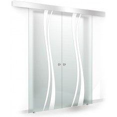 Usa culisanta Boss &reg; Duo model Play alb, 60+60x215 cm, sticla mata securizata, glisanta in ambele directii