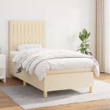 vidaXL Pat box spring cu saltea, crem, 80x200 cm, textil