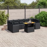 vidaXL Set mobilier de grădină cu perne, 8 piese, negru, poliratan
