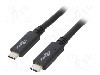 Cablu din ambele par&amp;#355;i, USB C mufa, USB 3.2, lungime 0.5m, negru, Goobay - 49252