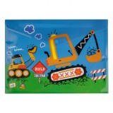 Mapă Plastic A4, Vehicule de șantier, Albastru, 33x24cm, Oem