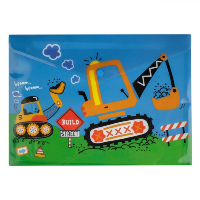 Mapă Plastic A4, Vehicule de șantier, Albastru, 33x24cm