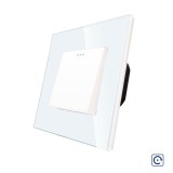 Cumpara ieftin Intrerupator simplu mecanic cu revenire Luxion, rama din sticla alba