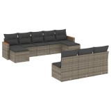 Cumpara ieftin Set mobilier de gradina cu perne, 10 piese, gri, poliratan