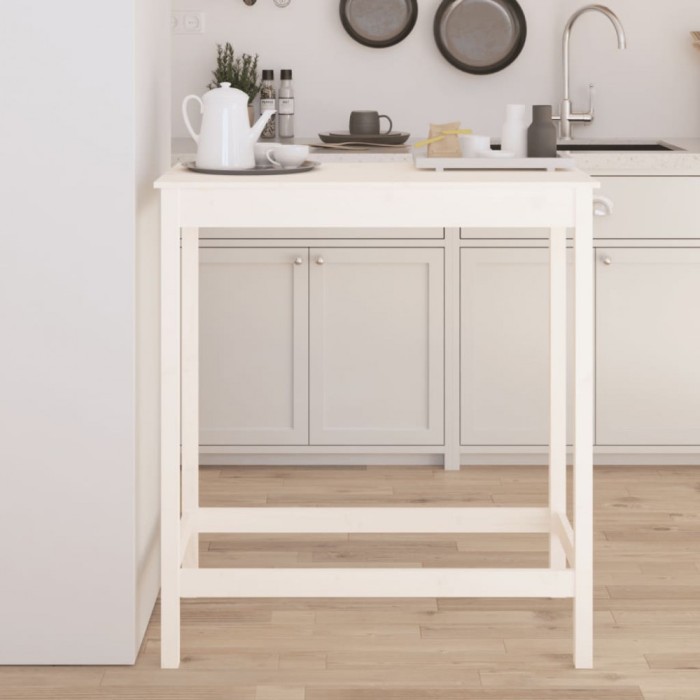vidaXL Masă de bar, alb, 100x50x110 cm, lemn masiv de pin 833266