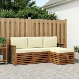 vidaXL Set de canapele de exterior cu pernă 4 pcs Natural și Crem 3384196