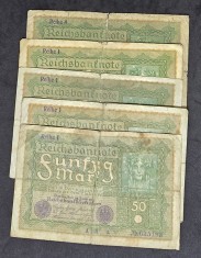 Lot Bancnote 50 Mark Germania 1919